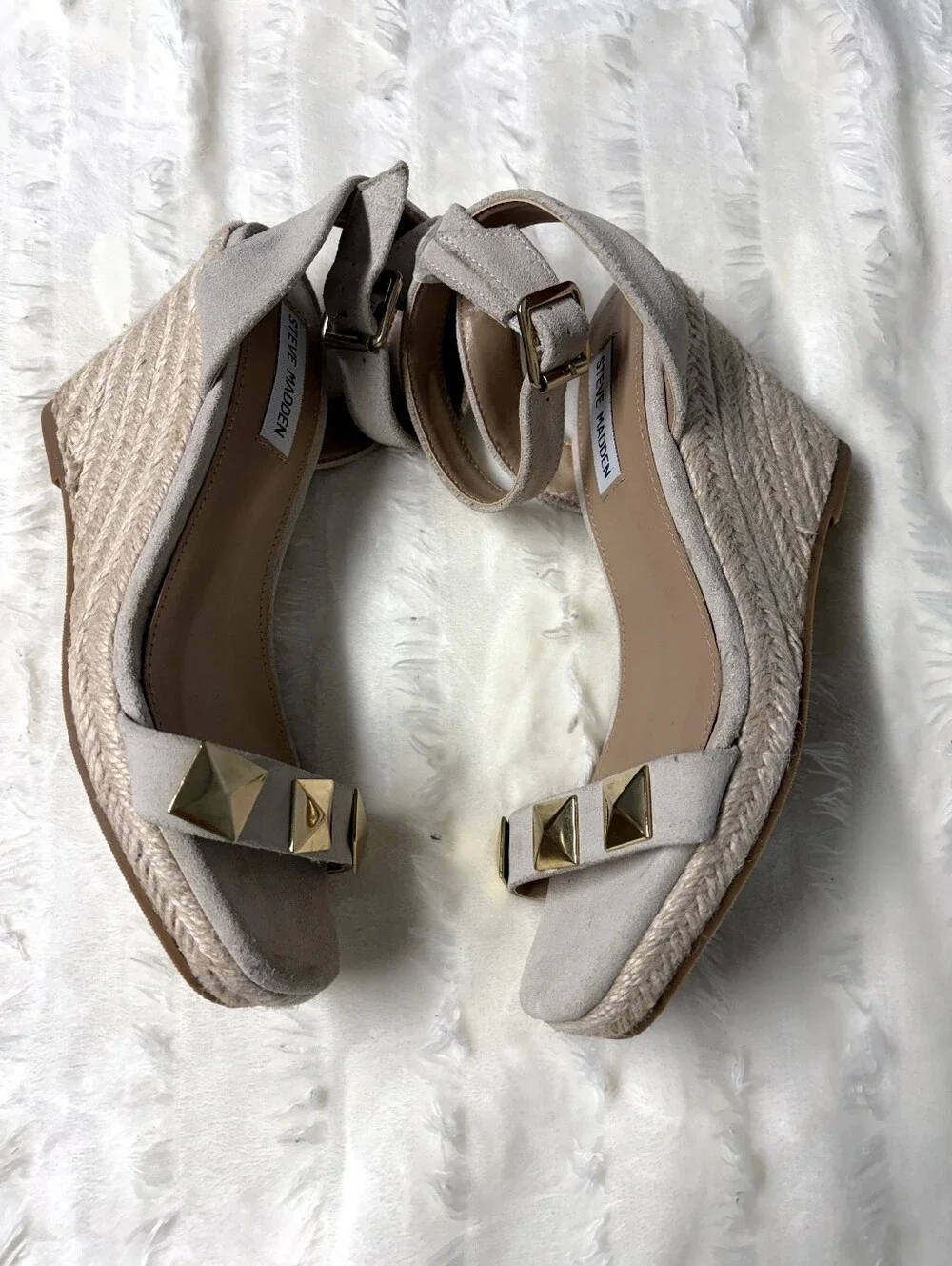 Steve Madden Suede Studded Espadrille Wedges